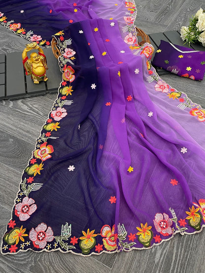 Product Image - Elegant KC-838 Georgette Sequence Saree | Designer Ethnic Wear