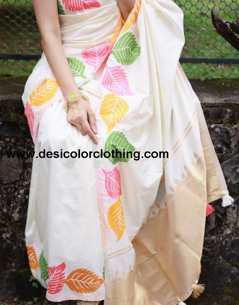 White Silk Woven Sarees