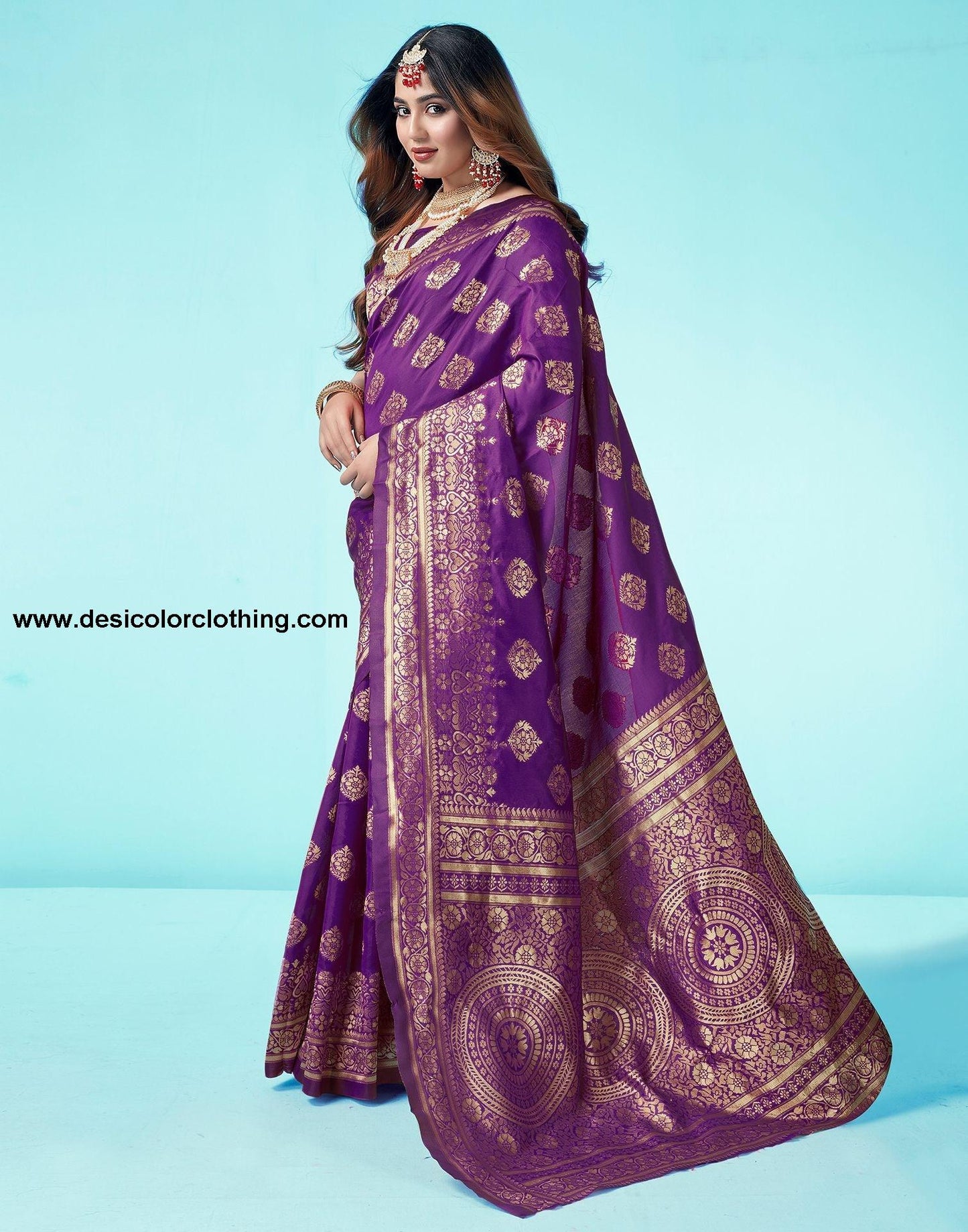 Dark Purple Jacquard Silk Saree
