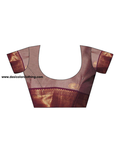 Beige Kanjivaram Silk Woven Saree