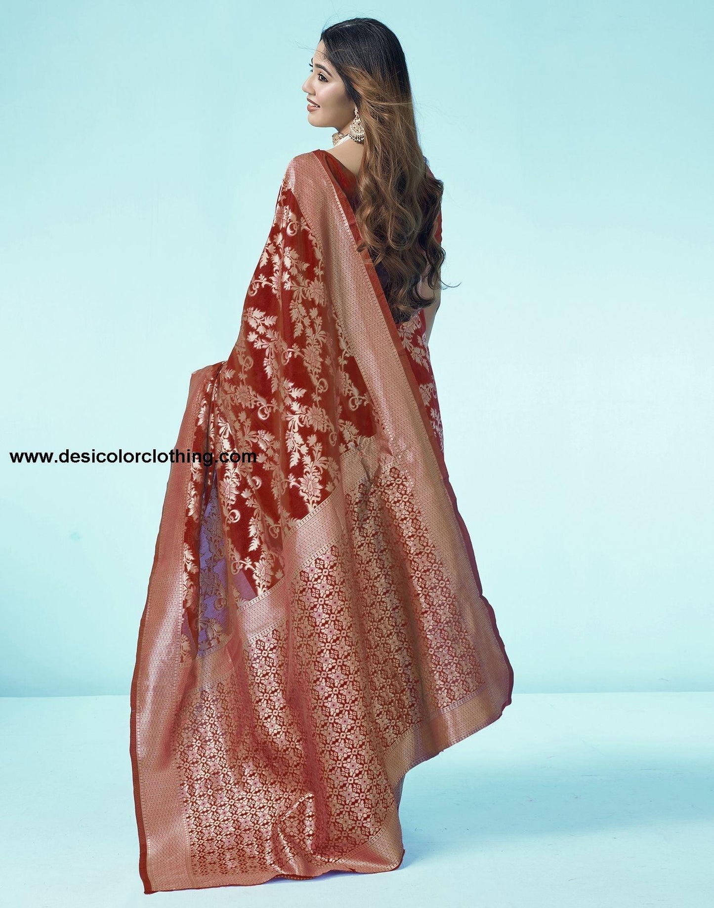 Red Jacquard Silk Saree