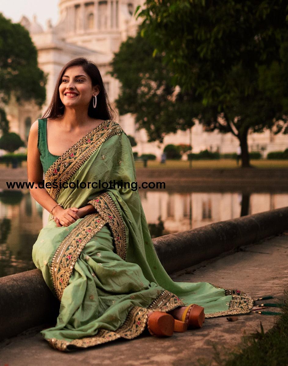 Pista Green Silk Saree | 2244S182