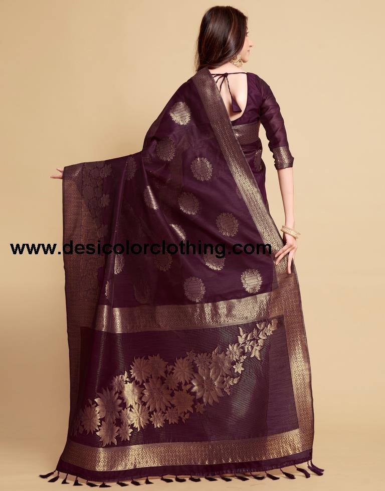 Wine Tassel Saree