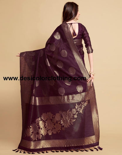 Wine Tassel Saree