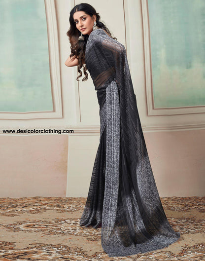 Black Printed Georgette Saree