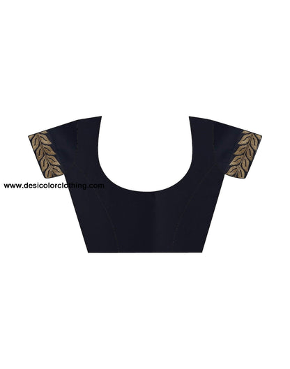 Black Plain Georgette Saree