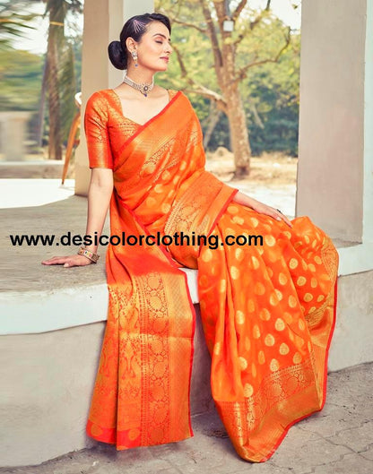 Red Silk Woven Saree