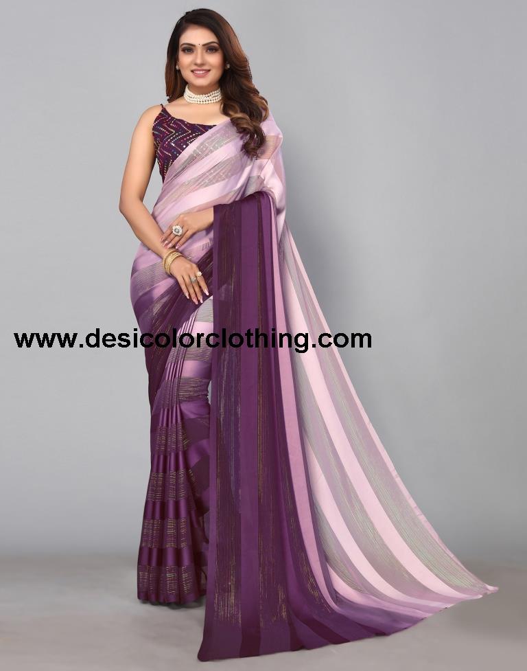 Purple Georgette Saree