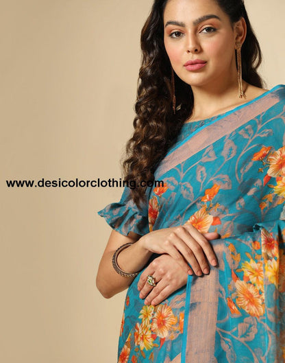 Rama Green Brasso Saree