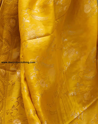 Yellow Silk Plain Saree