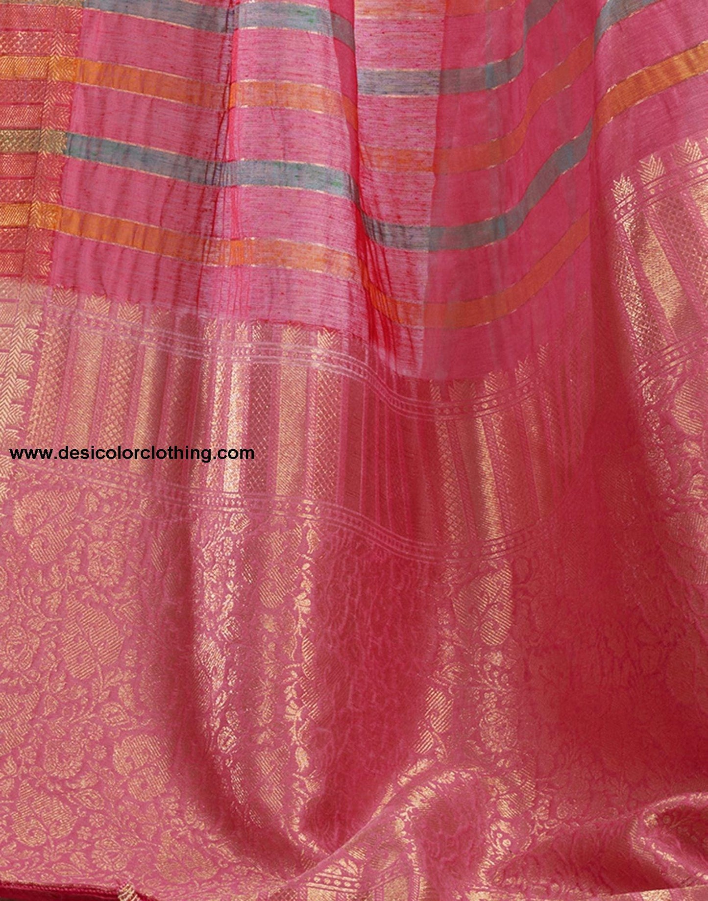 Pink Woven Silk Saree