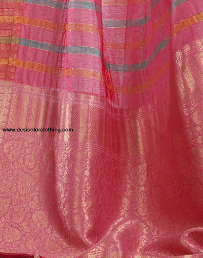 Pink Woven Silk Saree