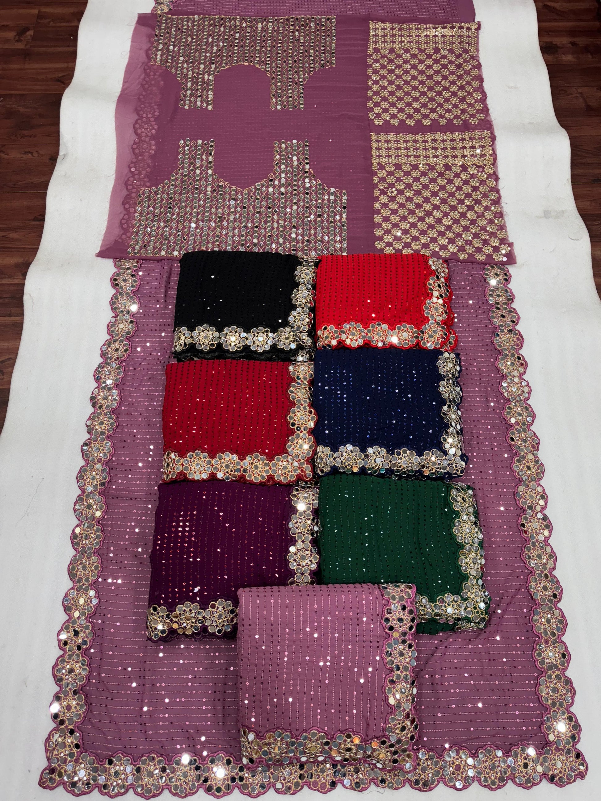 Product Image - Designer Georgette Saree with Mirror Work - Wedding & Festive Wear