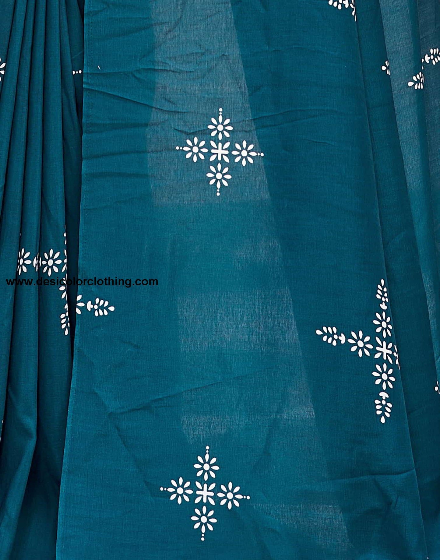 Blue Printed Cotton Saree