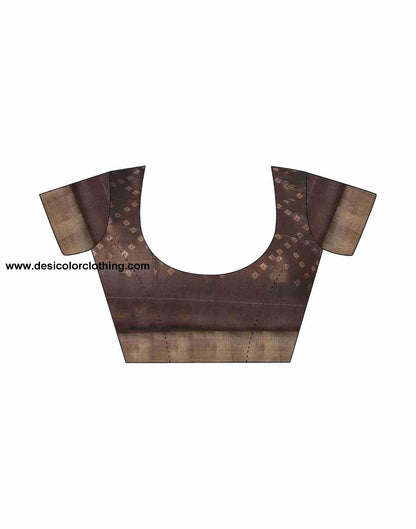 Brown Cotton Printed Saree