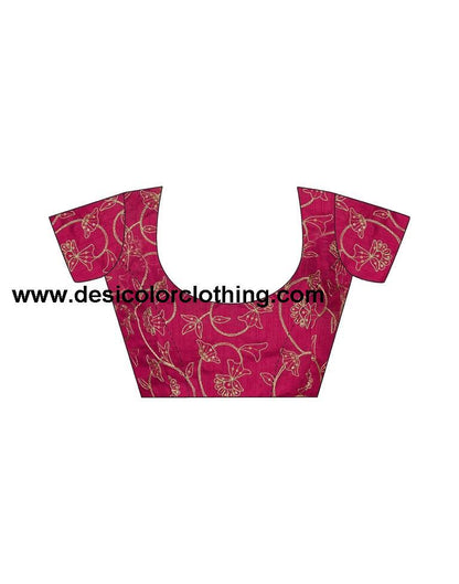 Rani Pink Printed Georgette Saree