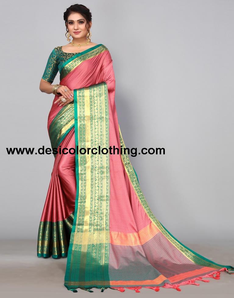 Rose Pink Kanjivaram Silk Saree