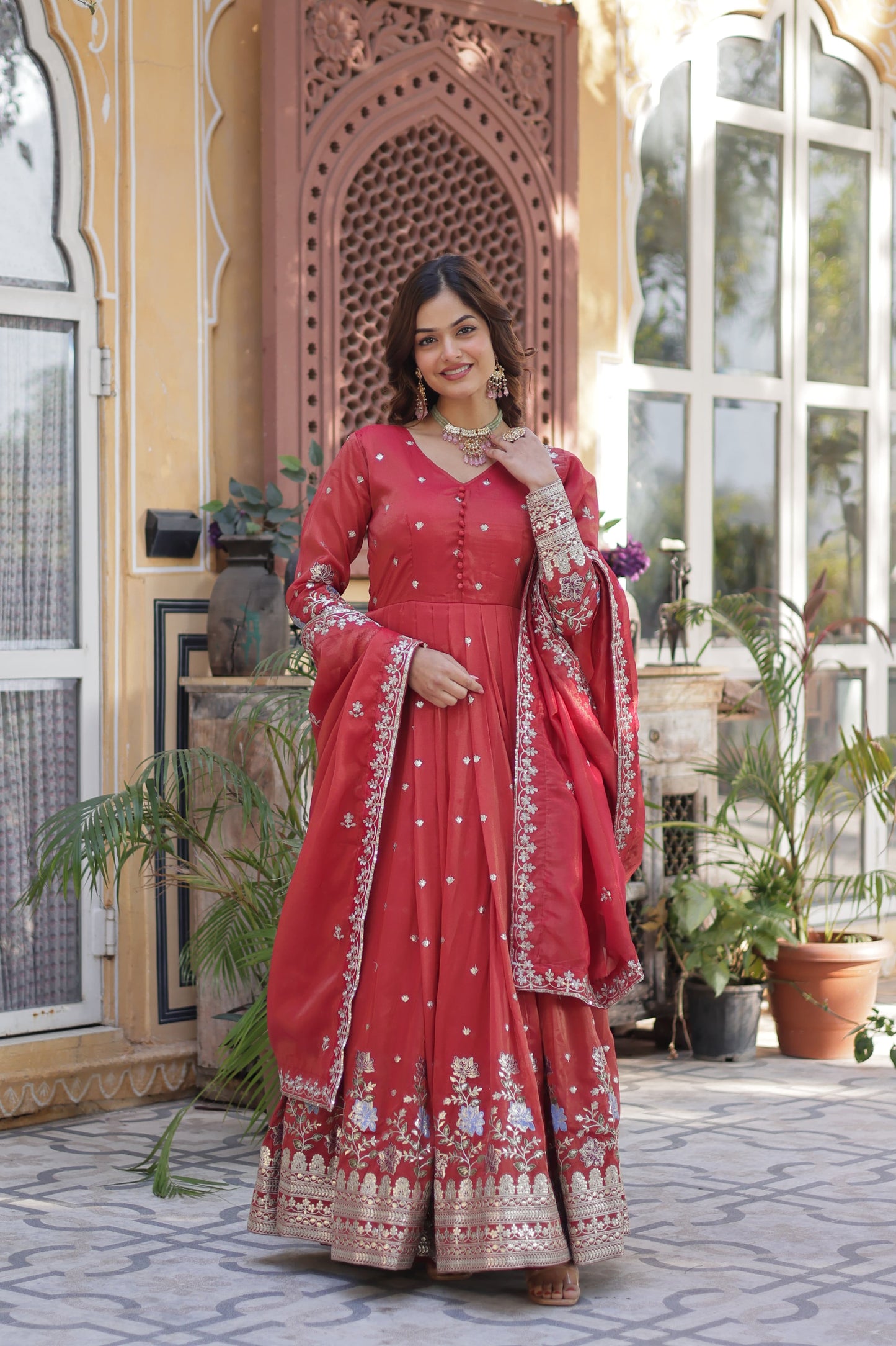 Product Image - Premium Readymade Gown with Dupatta Set