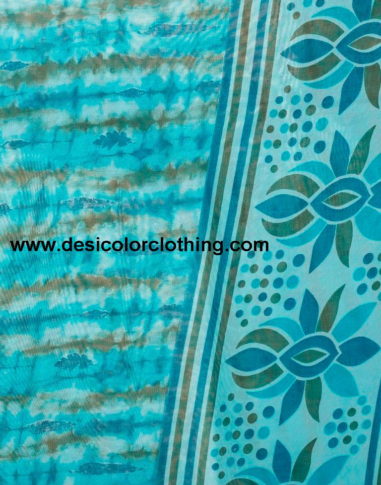 Sky Blue Renial Printed  Saree
