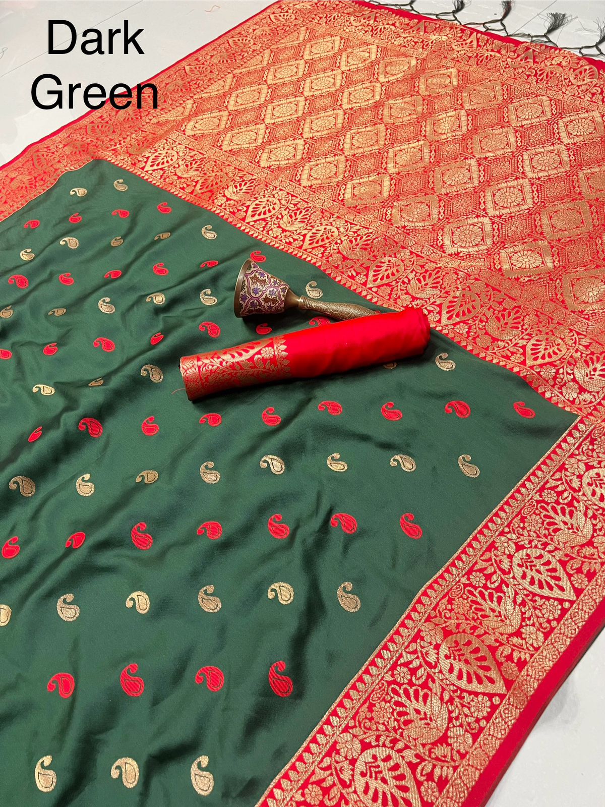 Product Image - Exquisite Pure Soft Satin Banarasi Silk Saree with Original Gold Jari