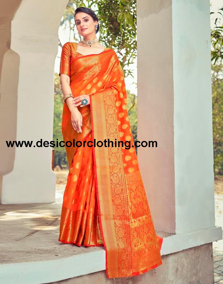 Red Silk Woven Saree