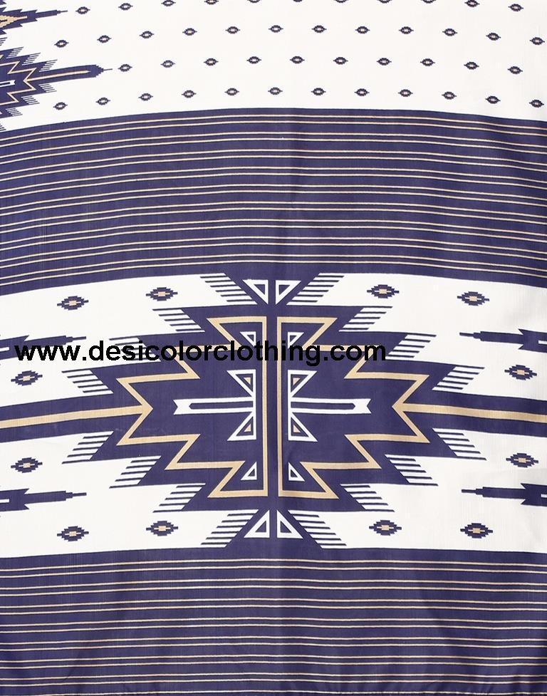 White Printed Silk Saree