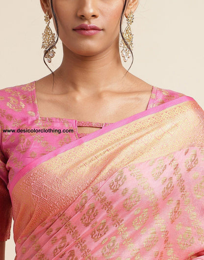 Rose Pink Silk Saree