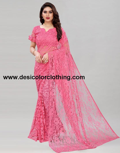Baby Pink Coloured Russel Net Partywear saree