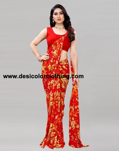 Red Printed Saree | 2082S641