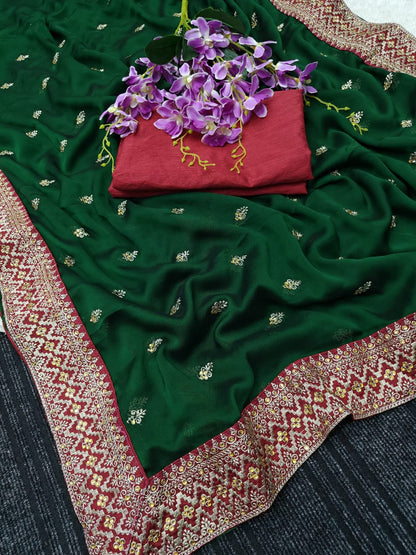 Soft Rich Pure Black Rangoli Silk