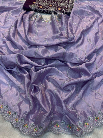 Product Image - Designer Georgette & Banarasi Silk Saree for Weddings & Festive Wear