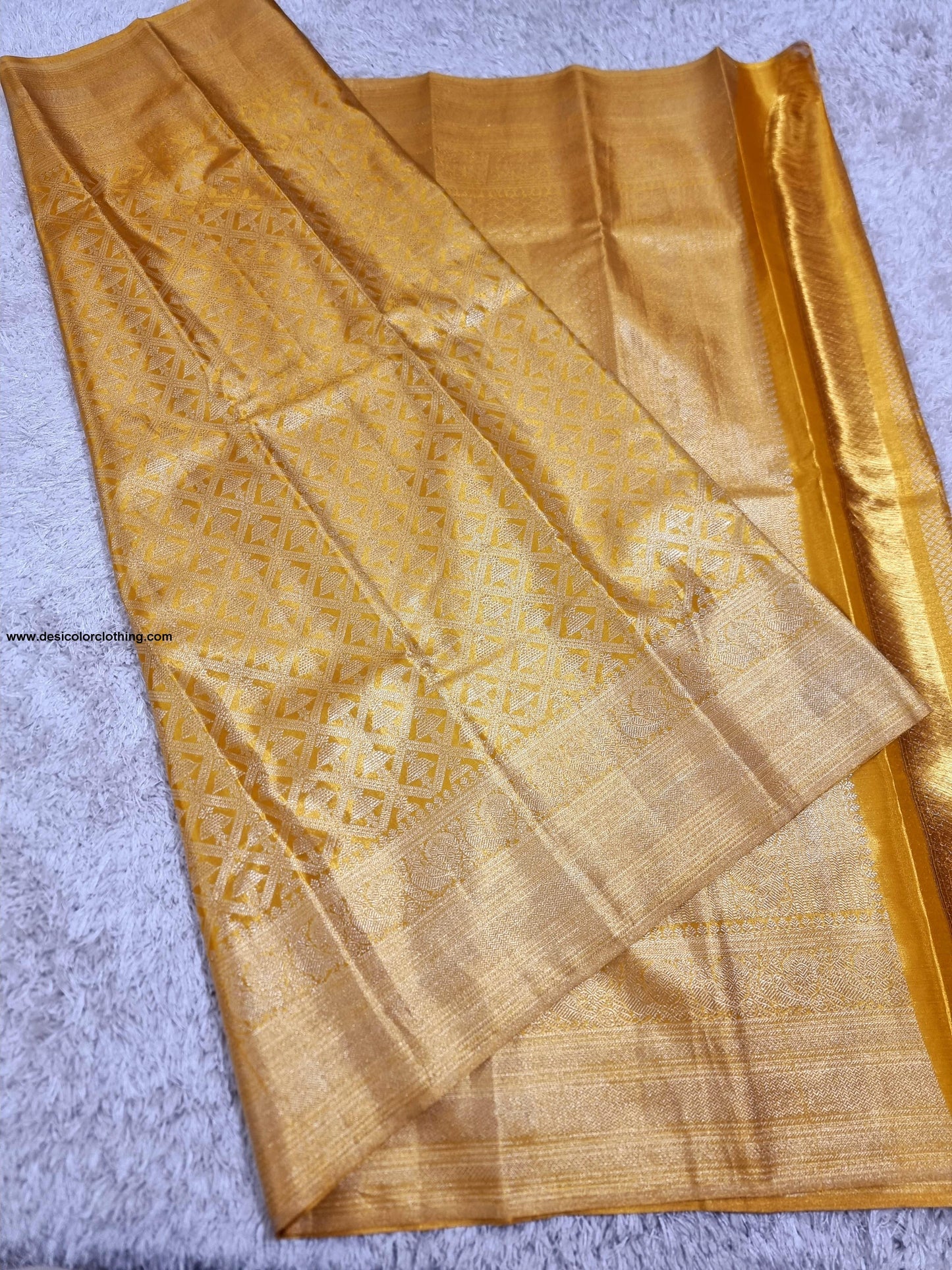 Kanchipuram 100% Pure Handwoven 1G Gold Tissue Bridal Silk Saree