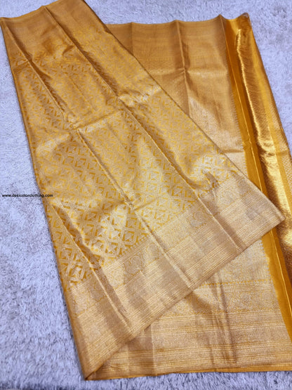 Kanchipuram 100% Pure Handwoven 1G Gold Tissue Bridal Silk Saree