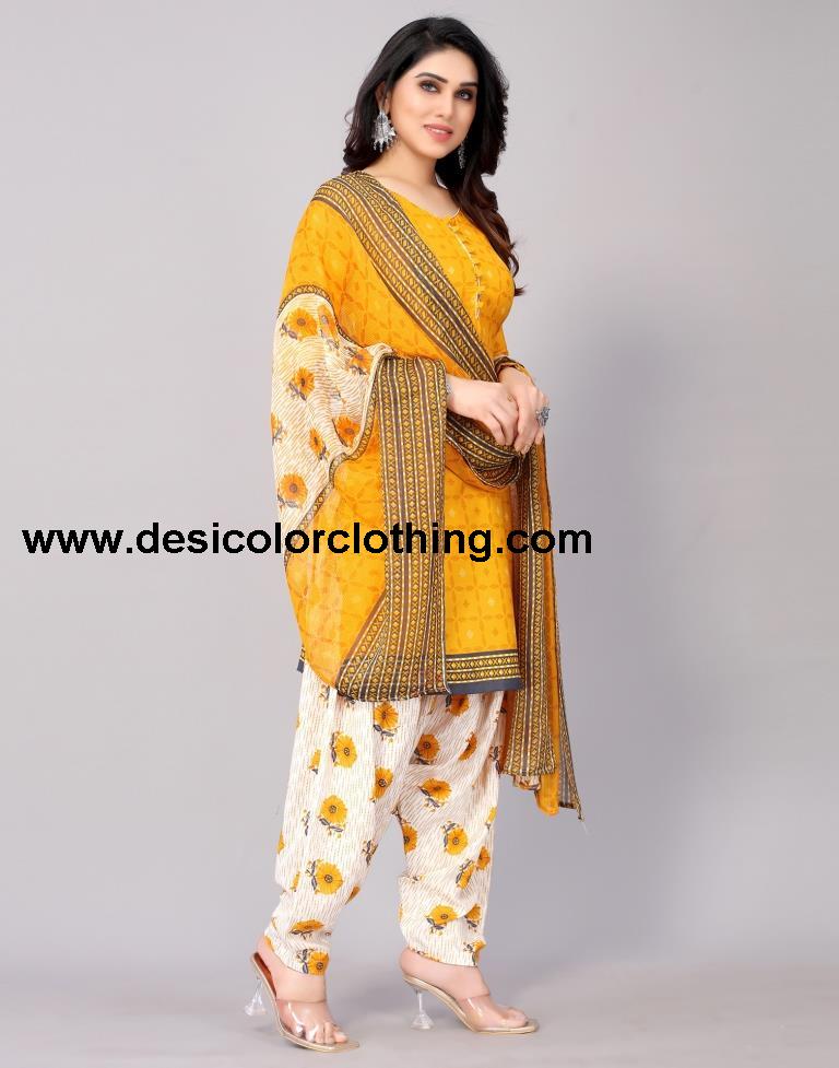 Printed Polyester Unstitched Salwar Suit Material