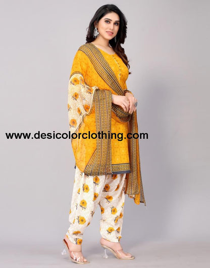 Printed Polyester Unstitched Salwar Suit Material