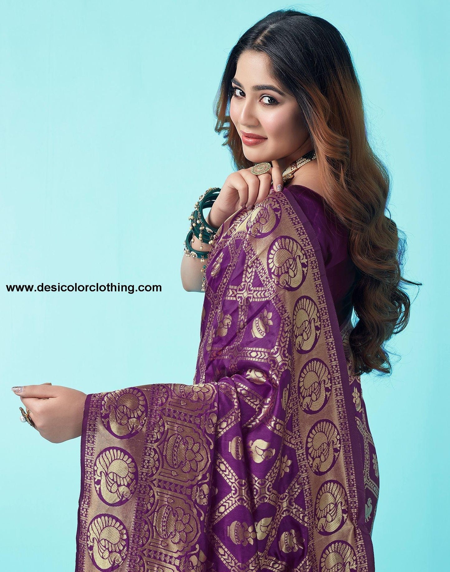 Dark Purple Jacquard Silk Saree