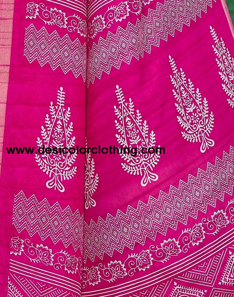 Pink Silk Printed Saree