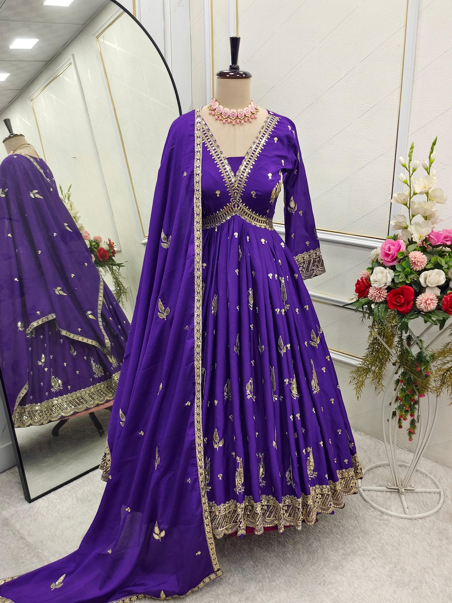 Product Image - New Aliya-Cut Gown-Pent Dupatta Set - Ready to Wear