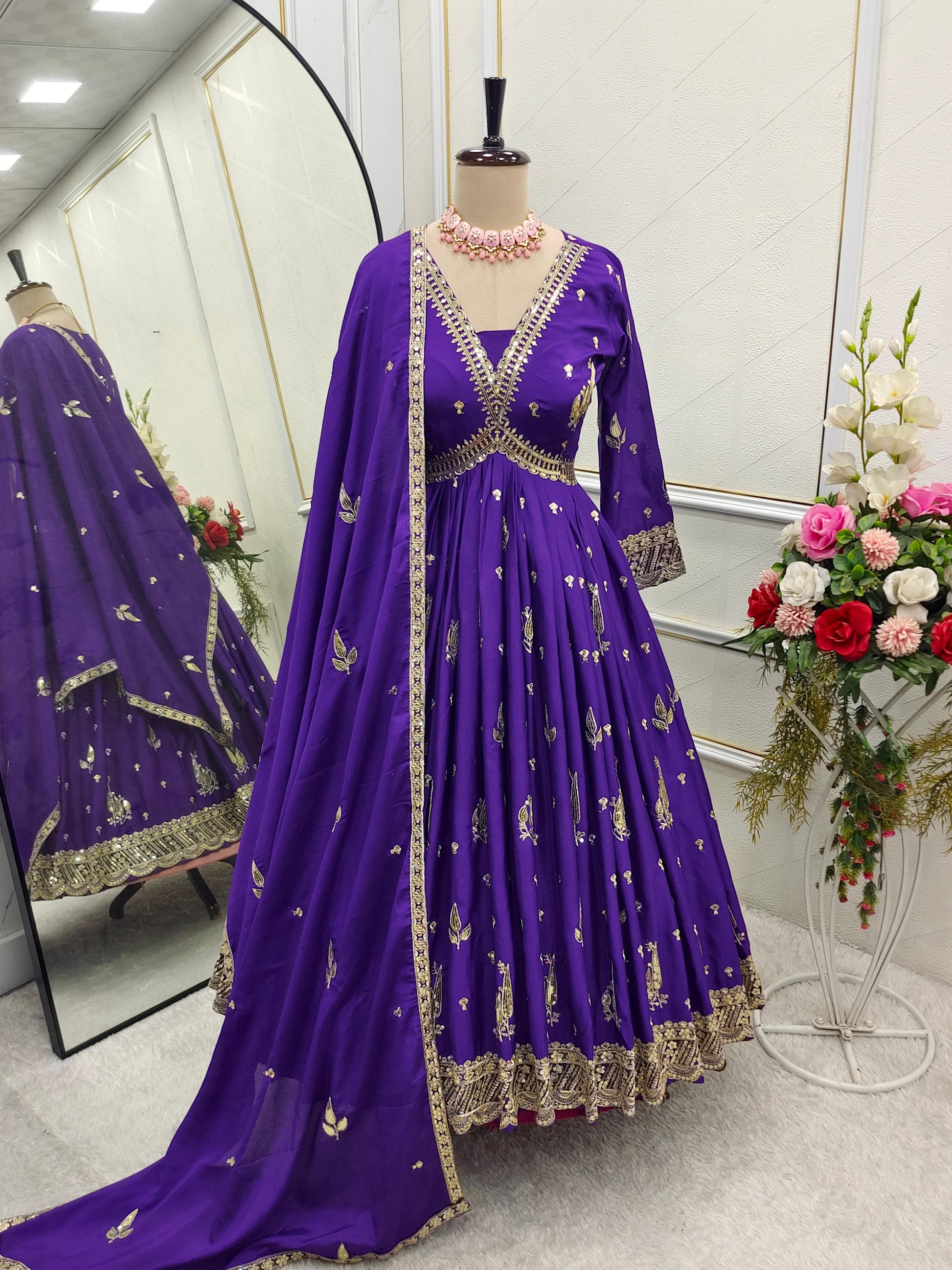Product Image - New Aliya-Cut Gown-Pent Dupatta Set - Ready to Wear
