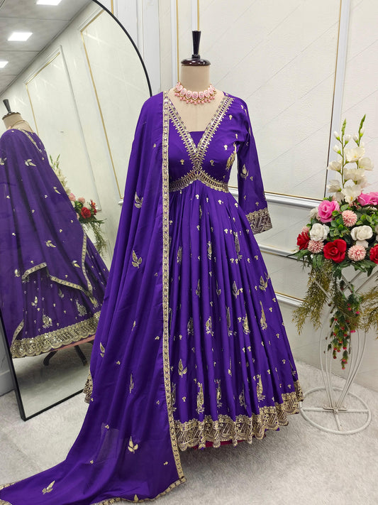 Product Image - New Aliya-Cut Gown-Pent Dupatta Set - Ready to Wear