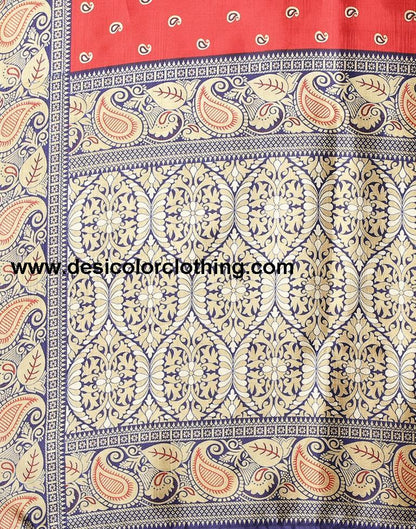 Red Printed Silk Saree