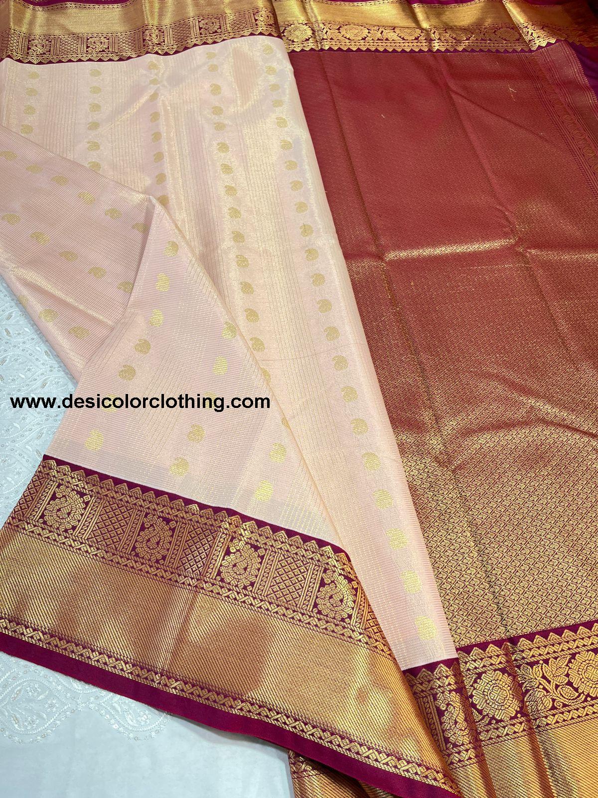 Semi Kanchi Saree with Free Shipping  - Brown