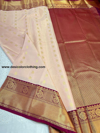 Semi Kanchi Saree with Free Shipping  - Brown