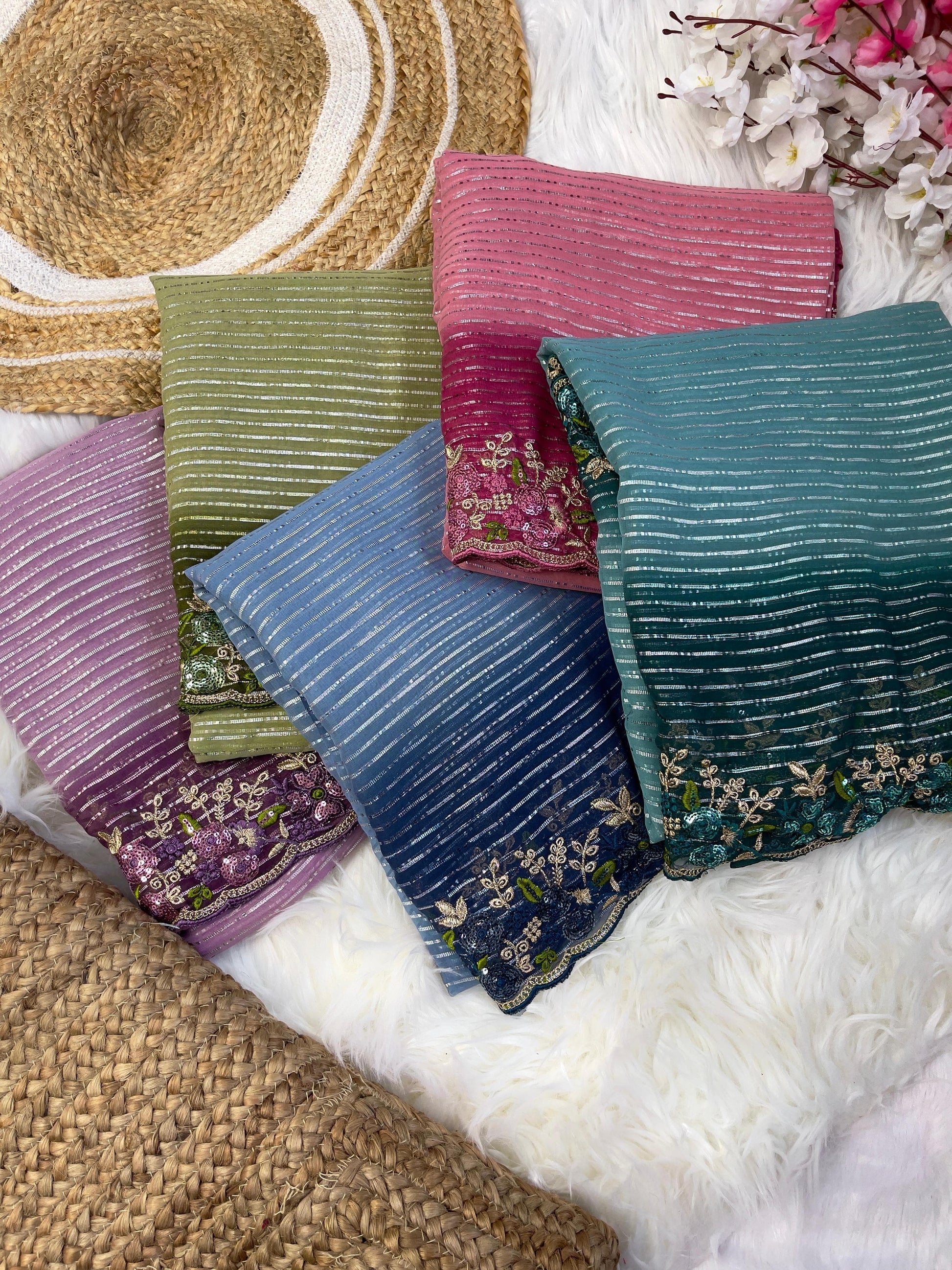 Product Image - Designer Georgette Wedding Saree with Embroidery & Silk Work Blouse