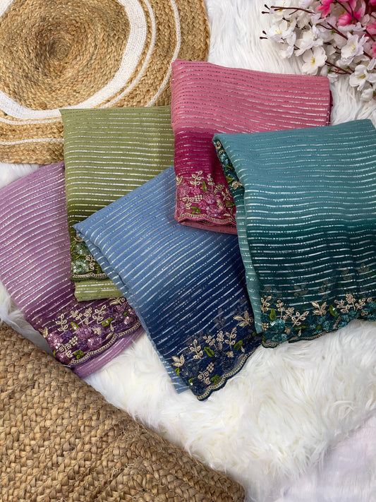 Product Image - Designer Georgette Wedding Saree with Embroidery & Silk Work Blouse