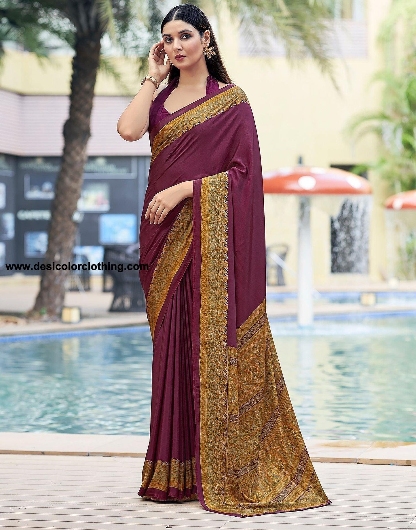 Yellow Printed Silk Saree