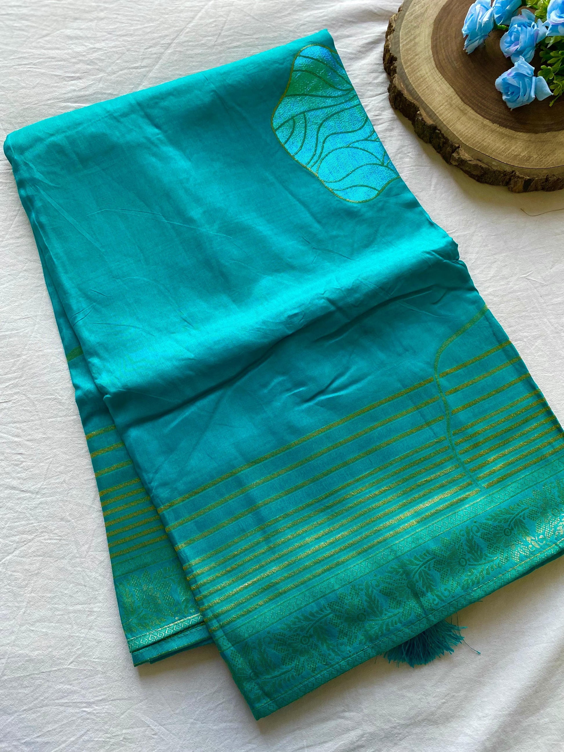 Product Image - Designer Munga Silk Sarees with Zari & 3D Flower Woven Design - SAI PALLAVI
