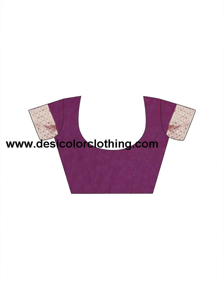 Wine Organza Plain Saree