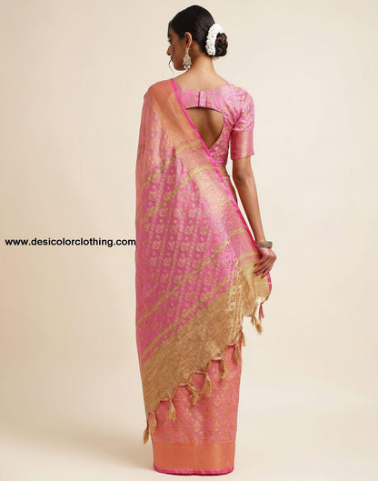 Rose Pink Silk Saree
