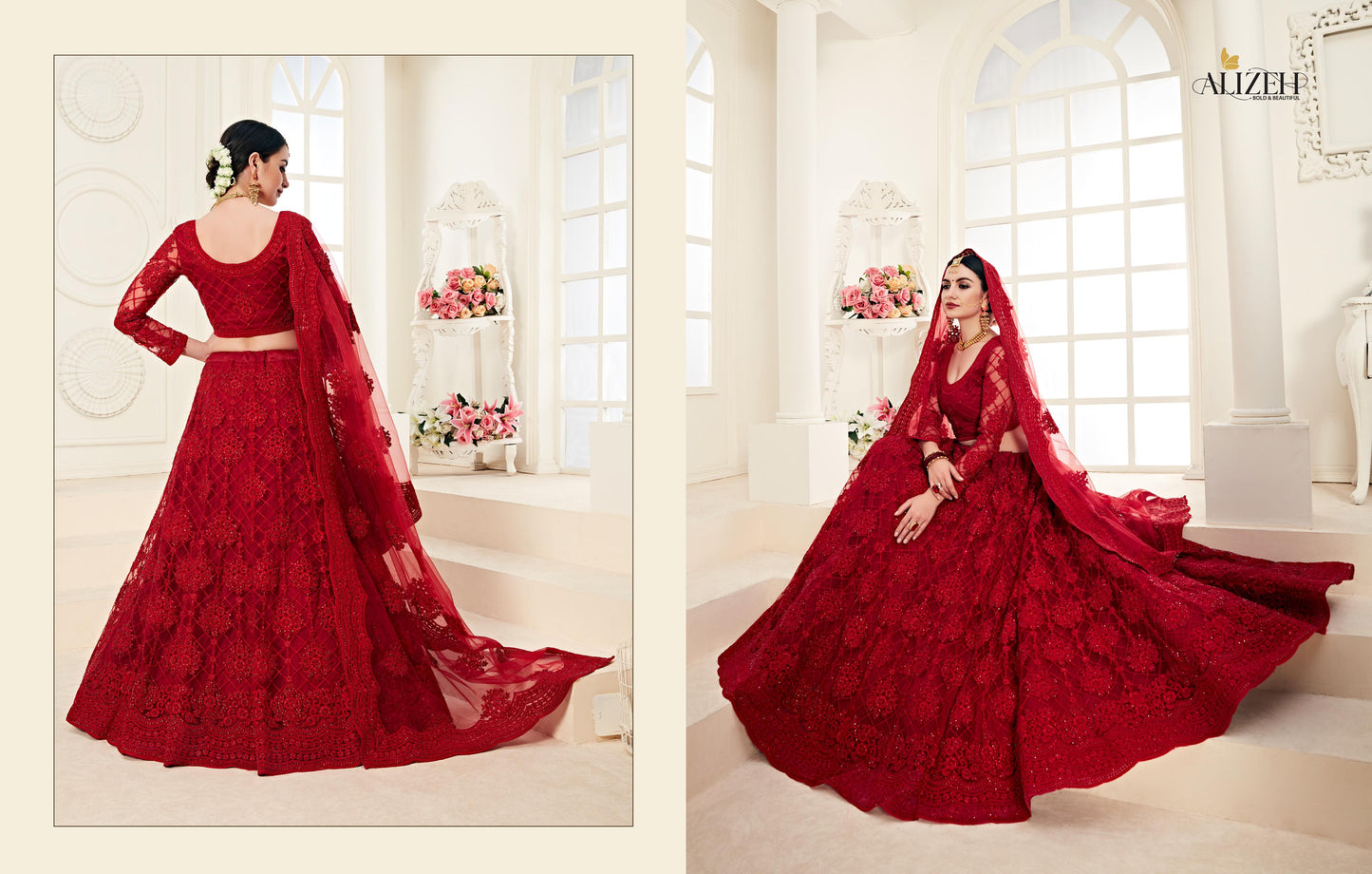 Product Image - Deep Red Wedding Lehenga - Ethereal Bridal & Festive Attire